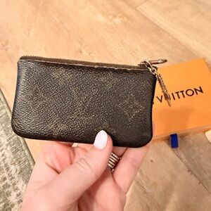 Louis Vuitton Brown Monogram Slim Zipper Key Pouch with Gold Hardware